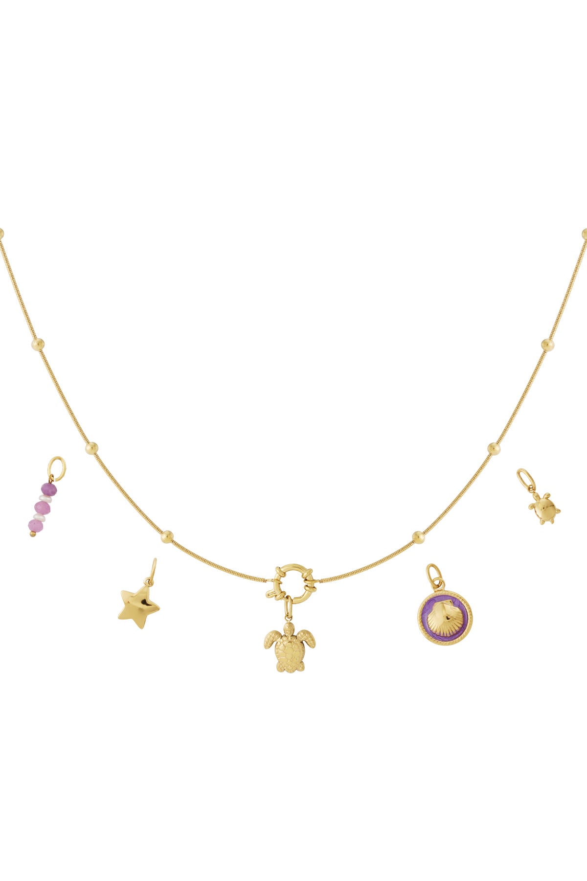 Collana Donna Placcata Oro 14K con Charm – Stile Oceanico 37-45 cm 
