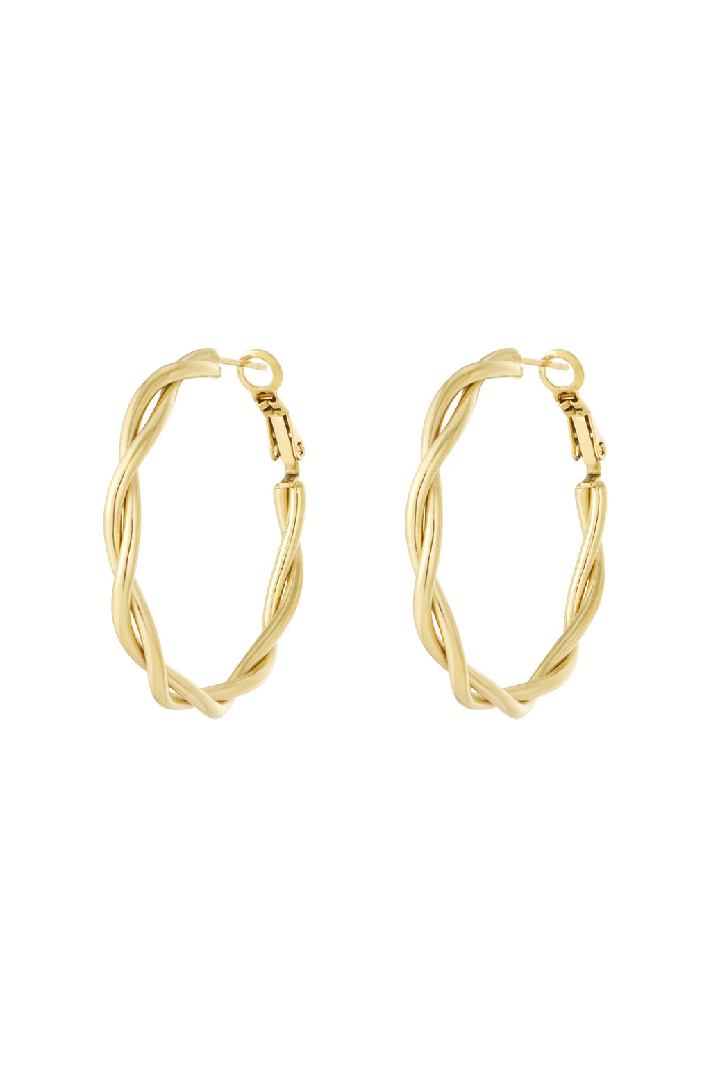 Orecchini a cerchio intrecciati in acciaio inox – oro o argento – 4 misure