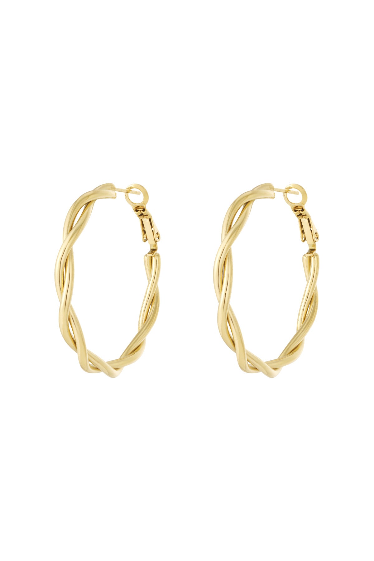 Orecchini a cerchio intrecciati in acciaio inox – oro o argento – 4 misure
