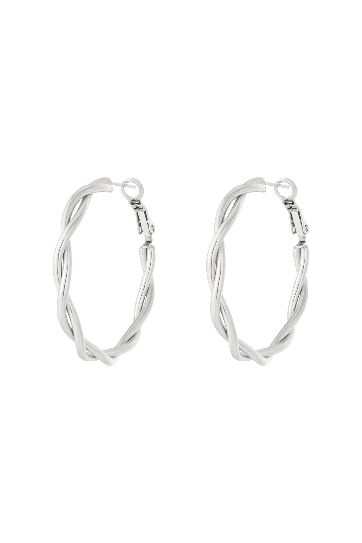 Orecchini a cerchio intrecciati in acciaio inox – oro o argento – 4 misure