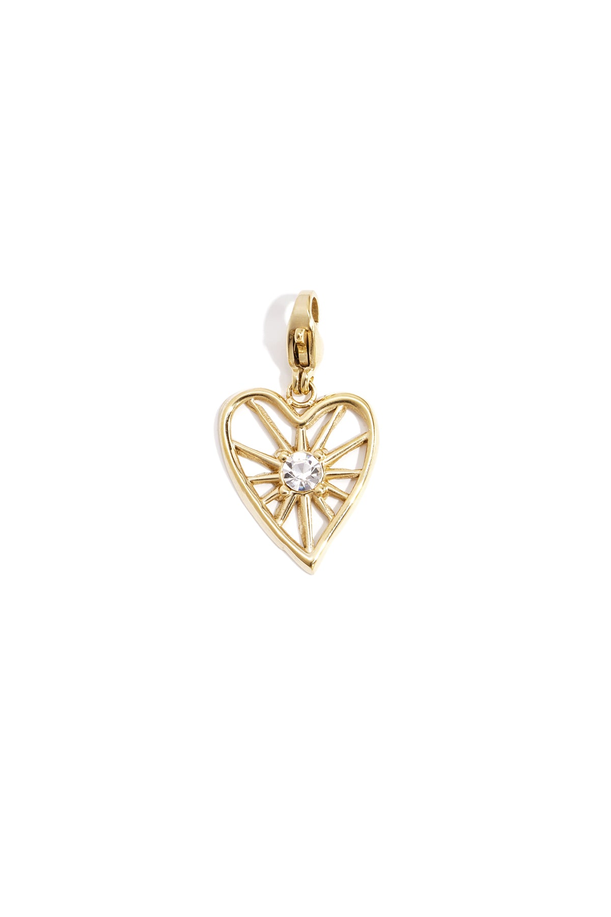 Charm Cuore con Strass in Acciaio Inossidabile – Colore Oro Tipo:
