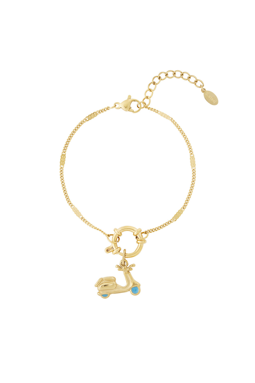 Braccialetto Placcato Oro 14K con Charm Scooter e Pendenti