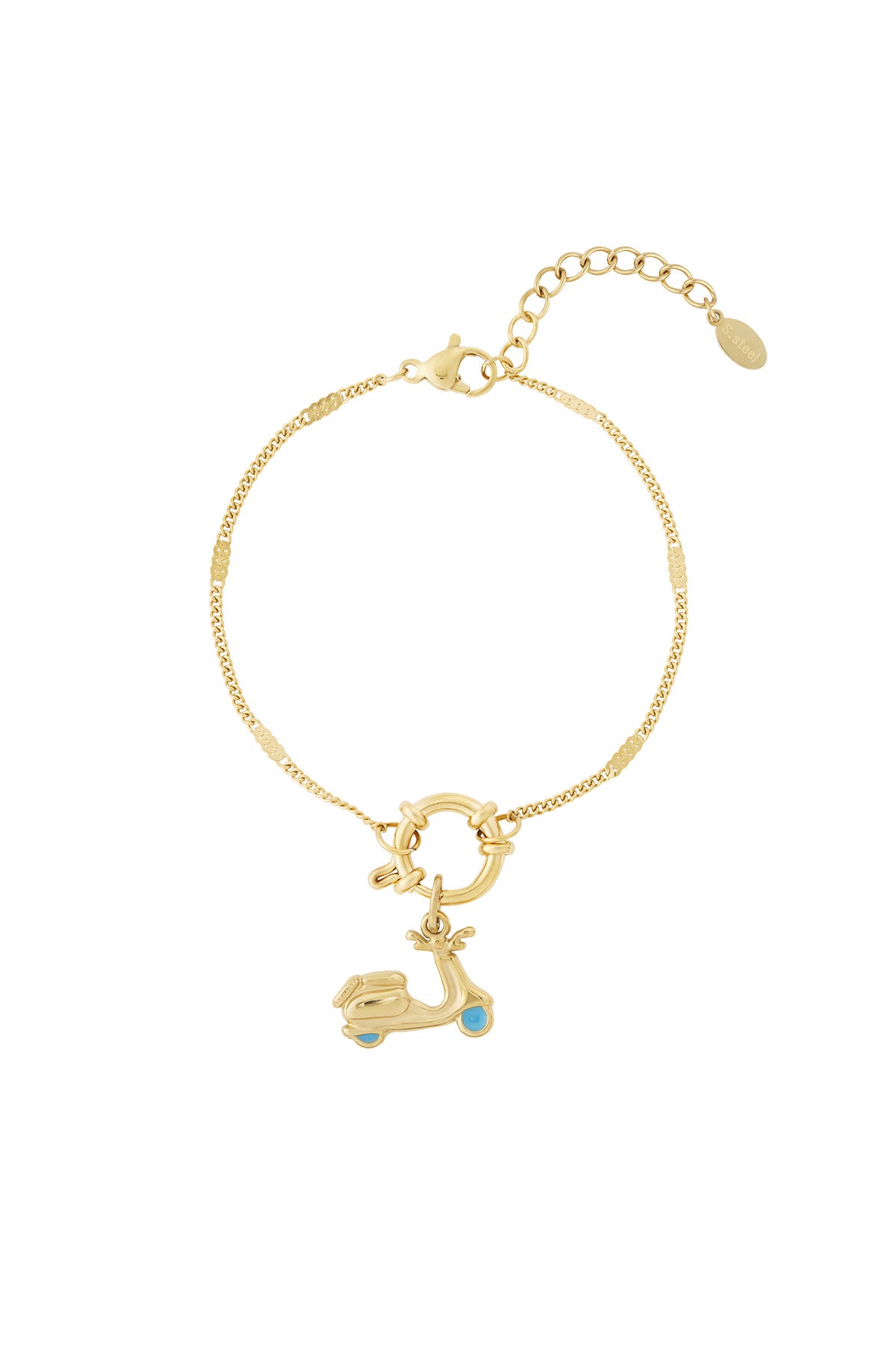 Braccialetto Placcato Oro 14K con Charm Scooter e Pendenti