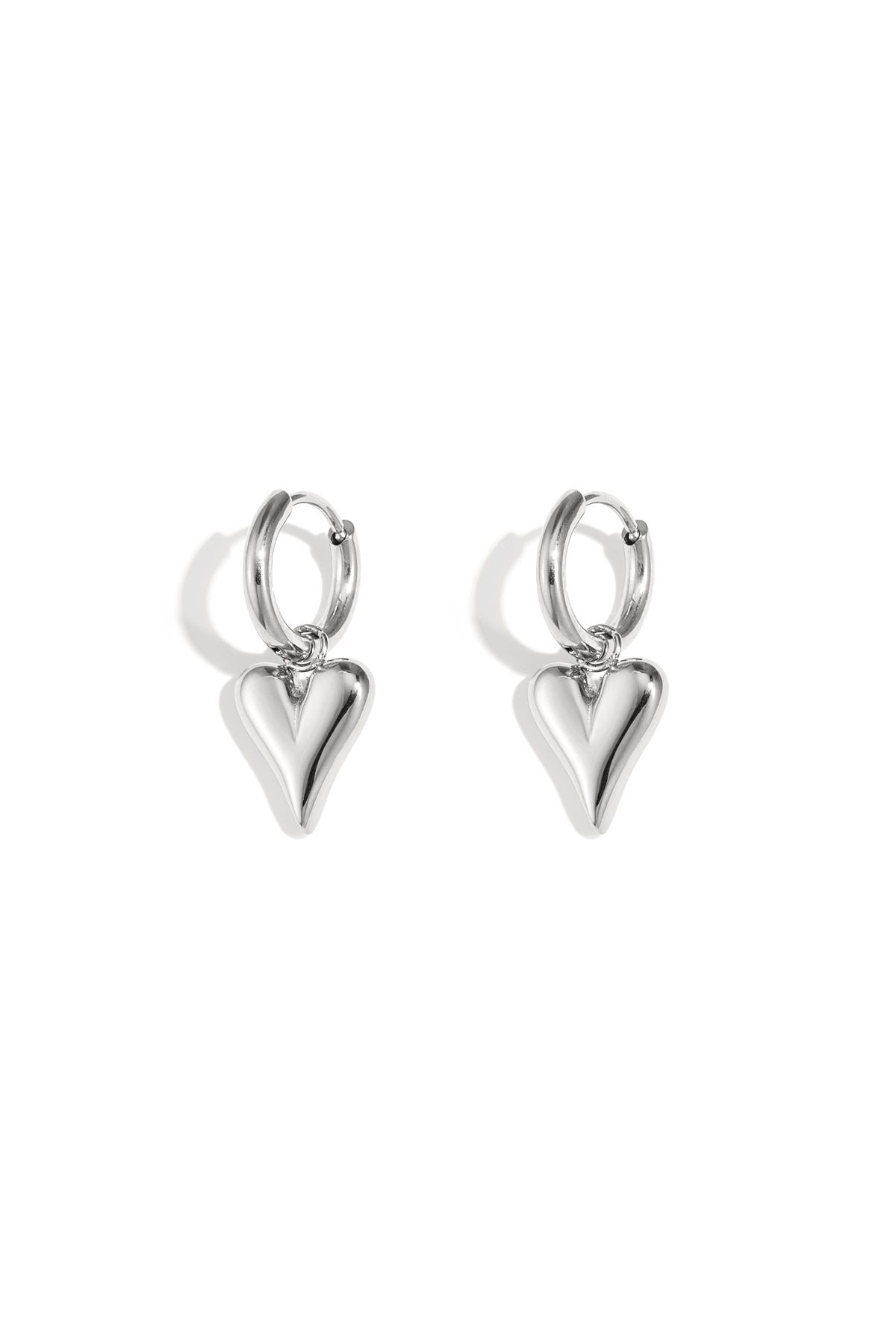 Orecchini pendenti con cuore in acciaio inox – oro o argento – eleganti da donna