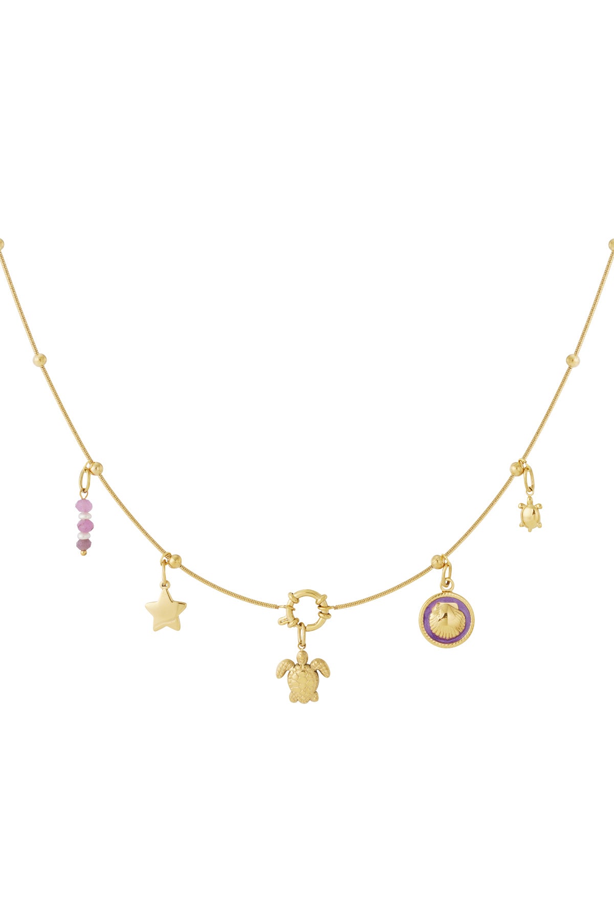 Collana Donna Placcata Oro 14K con Charm – Stile Oceanico 37-45 cm 