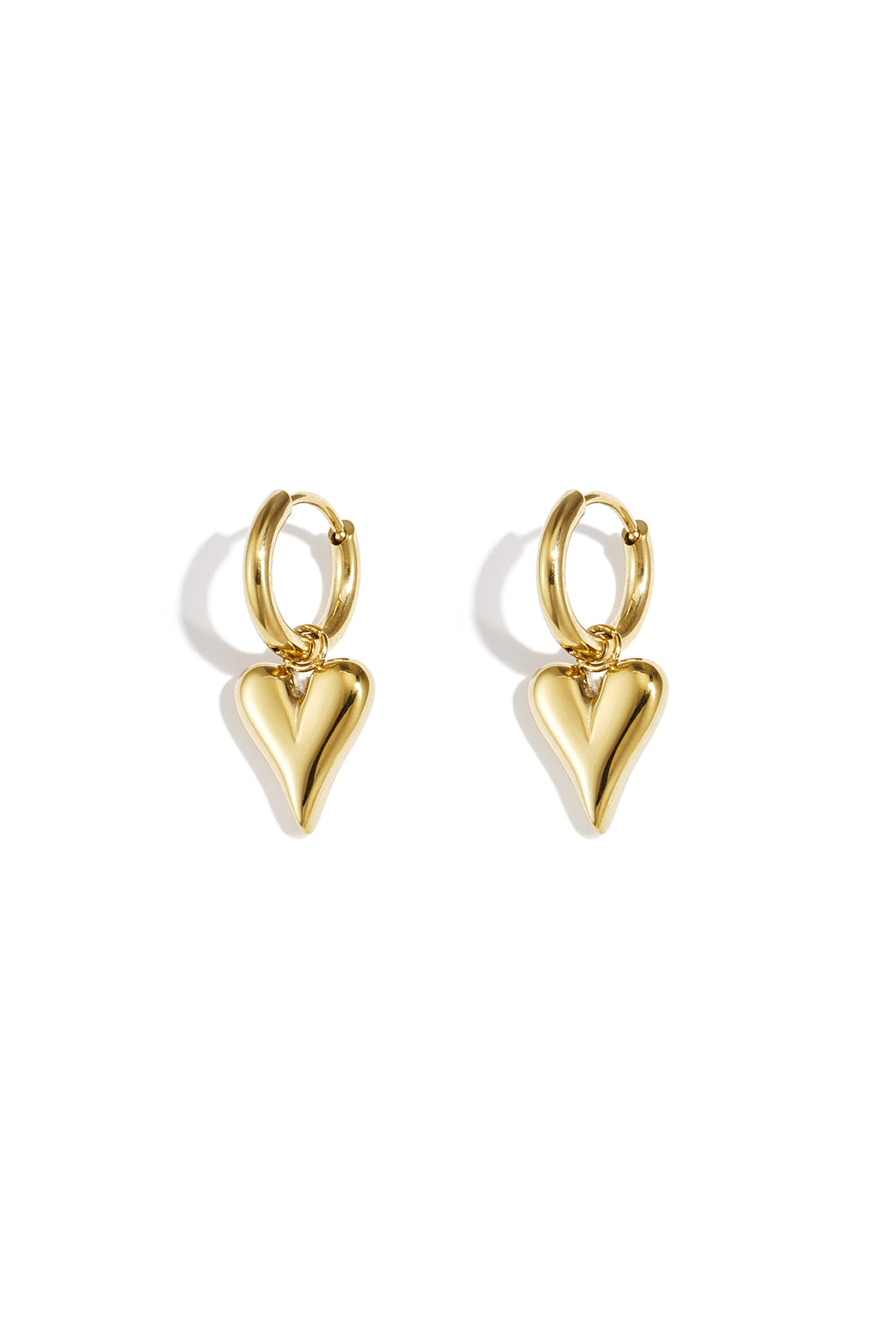 Orecchini pendenti con cuore in acciaio inox – oro o argento – eleganti da donna