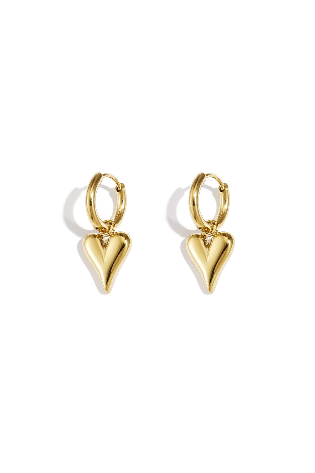 Orecchini pendenti con cuore in acciaio inox – oro o argento – eleganti da donna