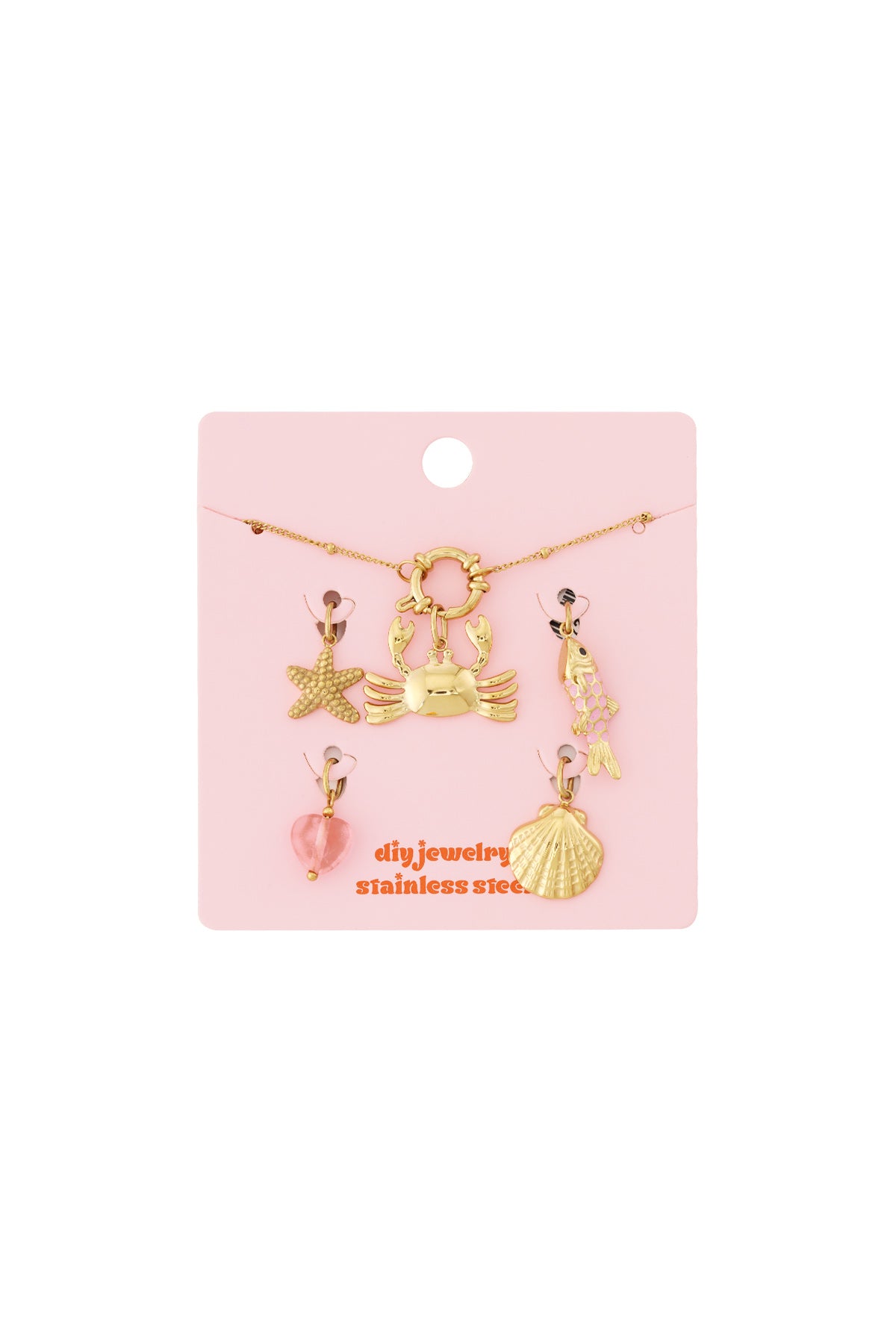 Braccialetto Donna Placcato Oro 14K con Charm Mare, Conchiglia e Stella Marina