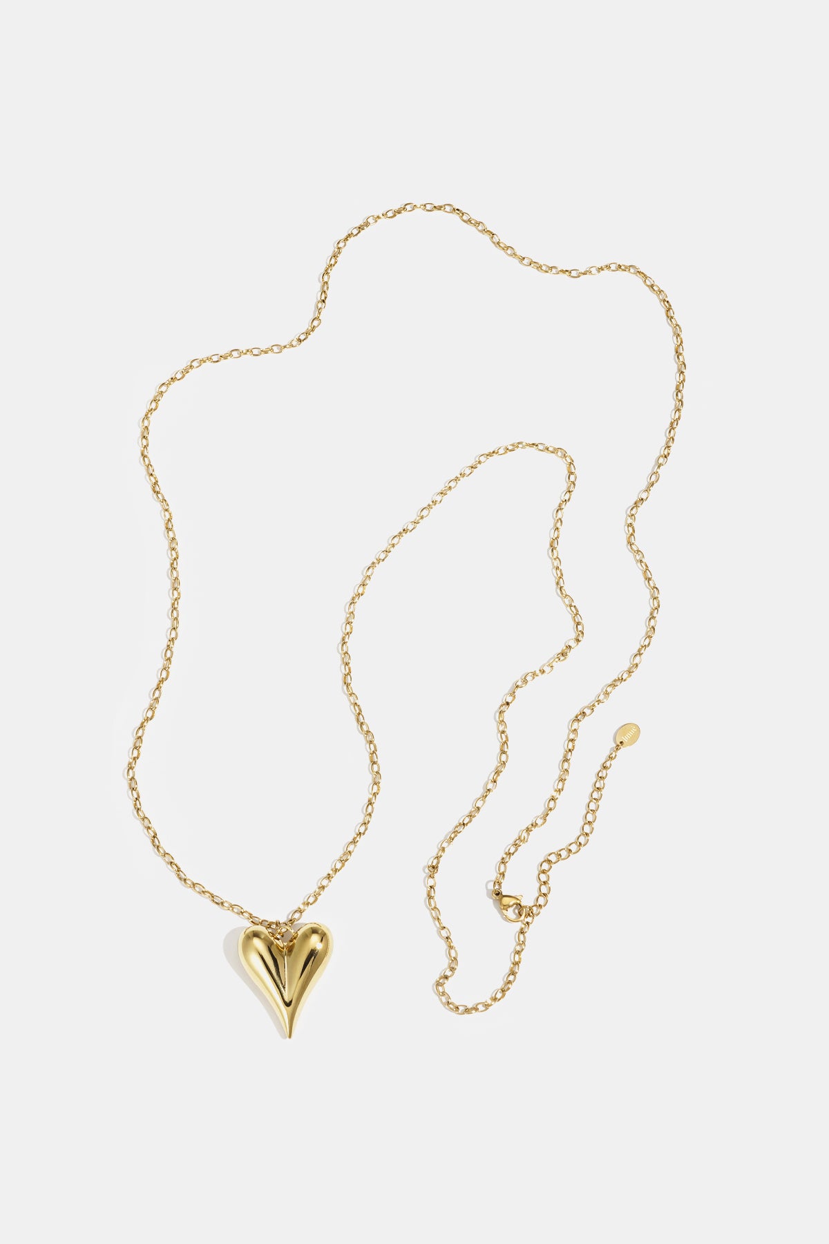 Collana lunga con pendente a cuore in acciaio inox – oro o argento 