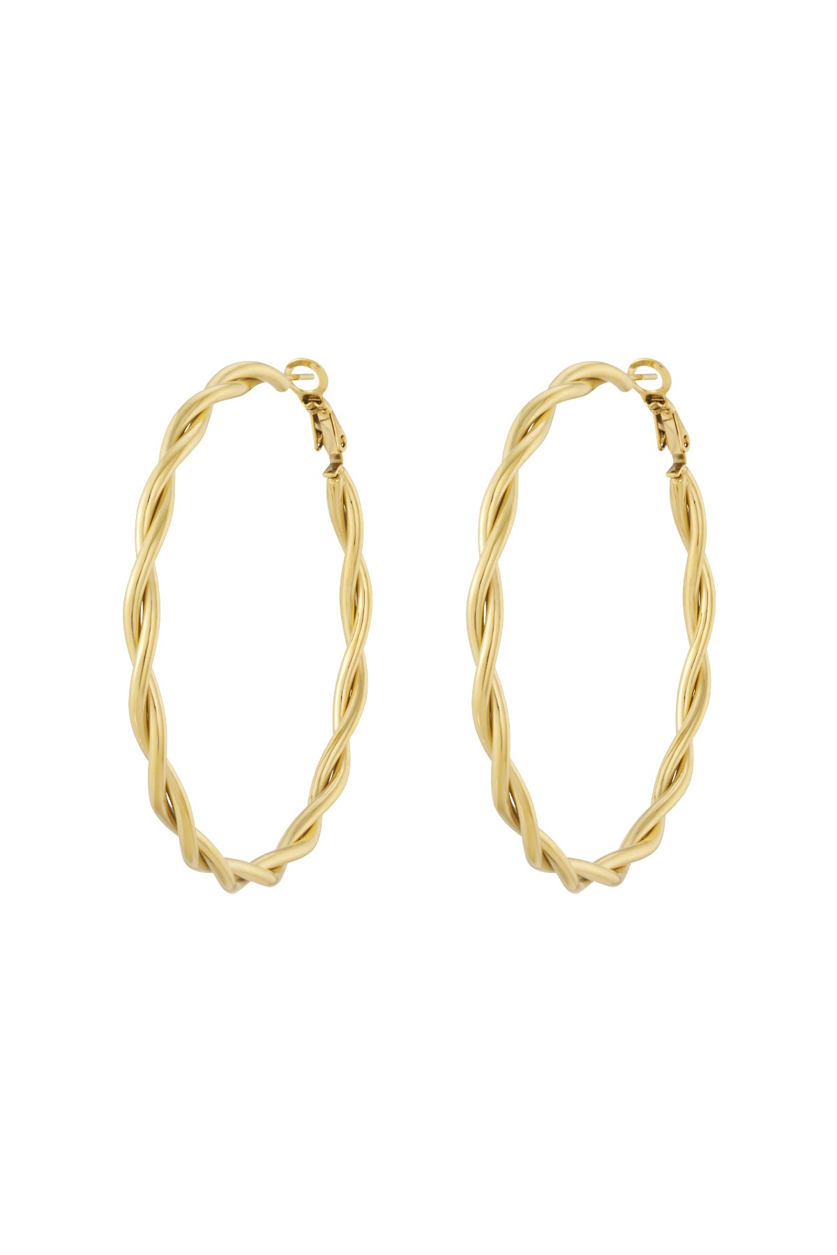 Orecchini a cerchio intrecciati in acciaio inox – oro o argento – 4 misure