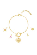 Braccialetto Placcato Oro 14K con Cuore e Charm Pendenti – Gioiello da Donna
