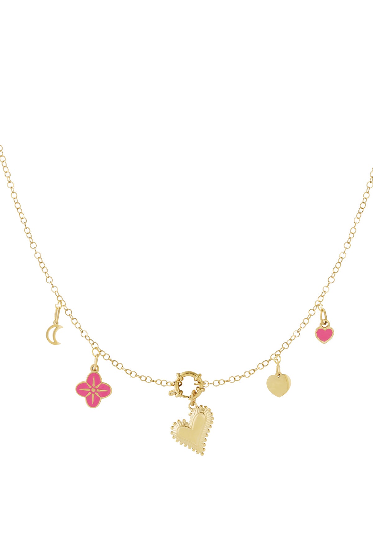Collana Donna Placcata Oro 14K con Charm Cuore Colorati – 37-45 cm