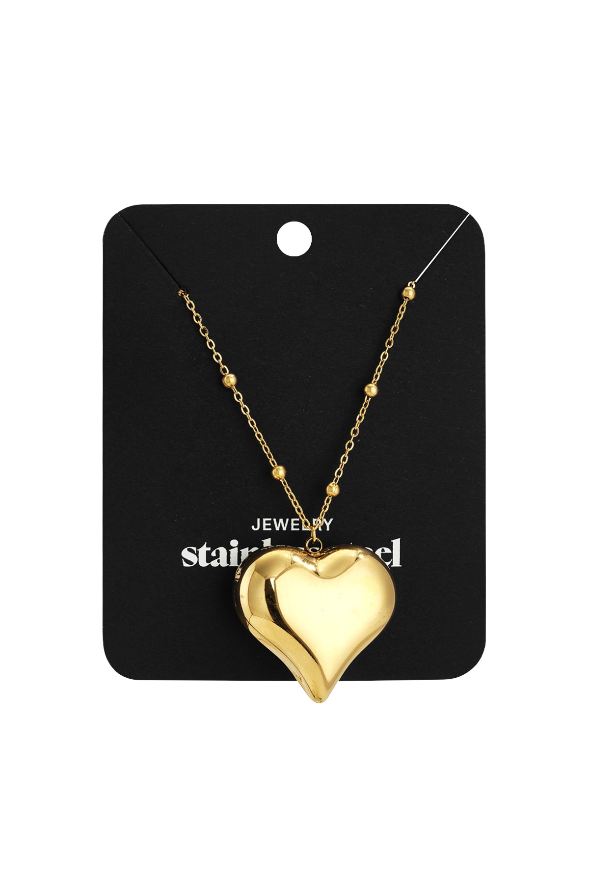 Collana lunga con ciondolo a cuore in acciaio inox – oro o argento