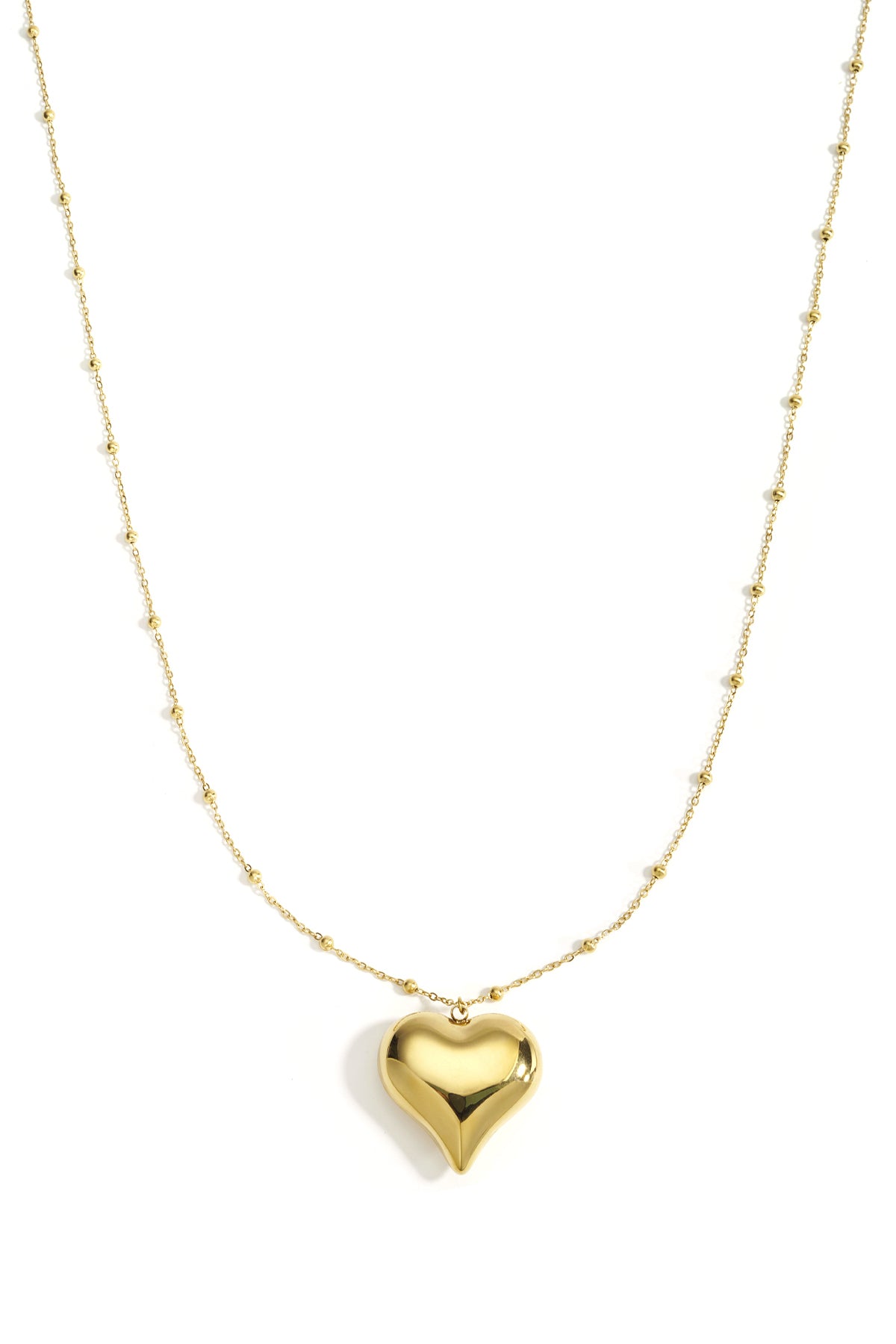 Collana lunga con ciondolo a cuore in acciaio inox – oro o argento