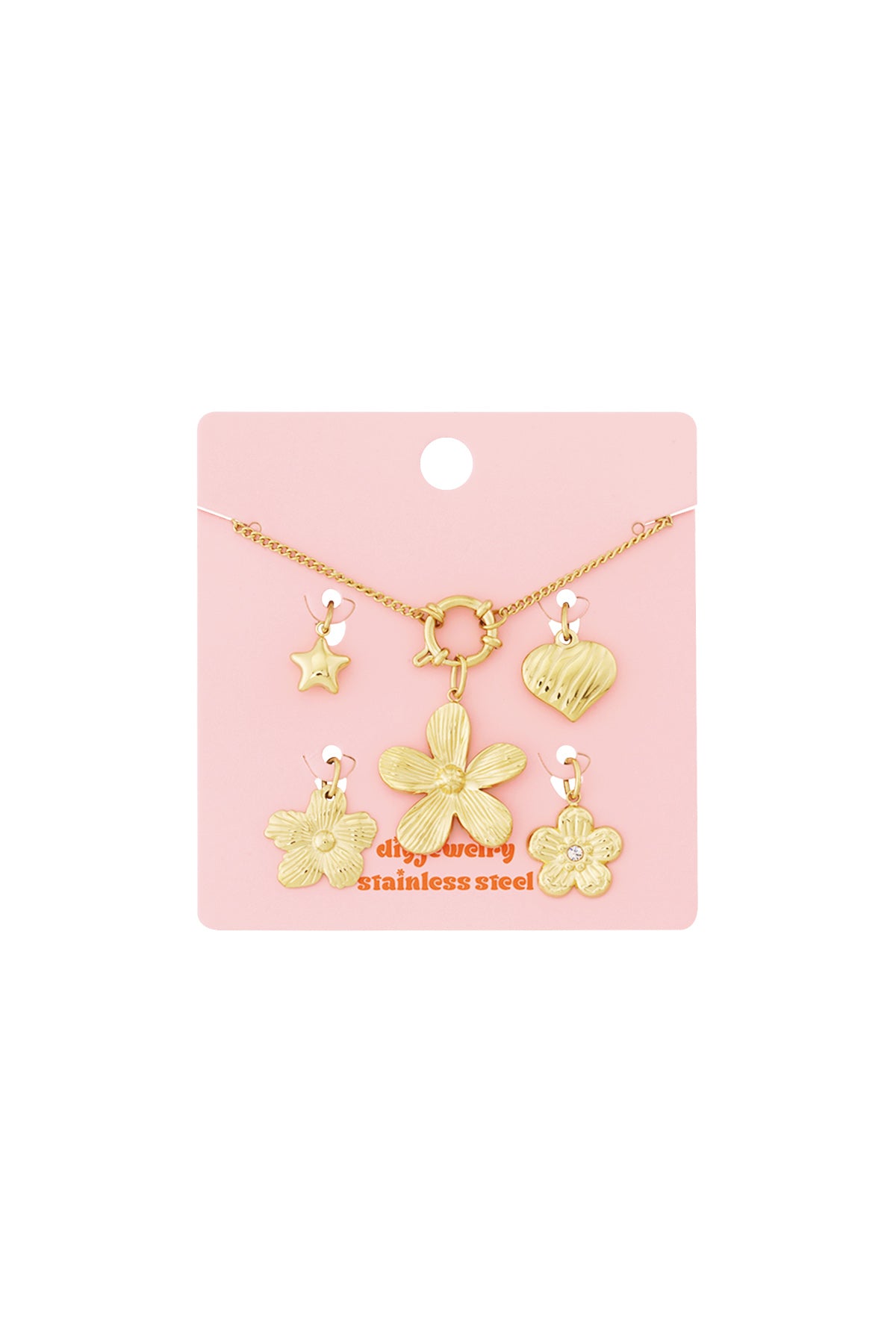 Braccialetto Color Oro con Charm Floreali – 5 Ciondoli Pendenti