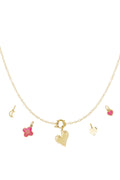 Collana Donna Placcata Oro 14K con Charm Cuore Colorati – 37-45 cm