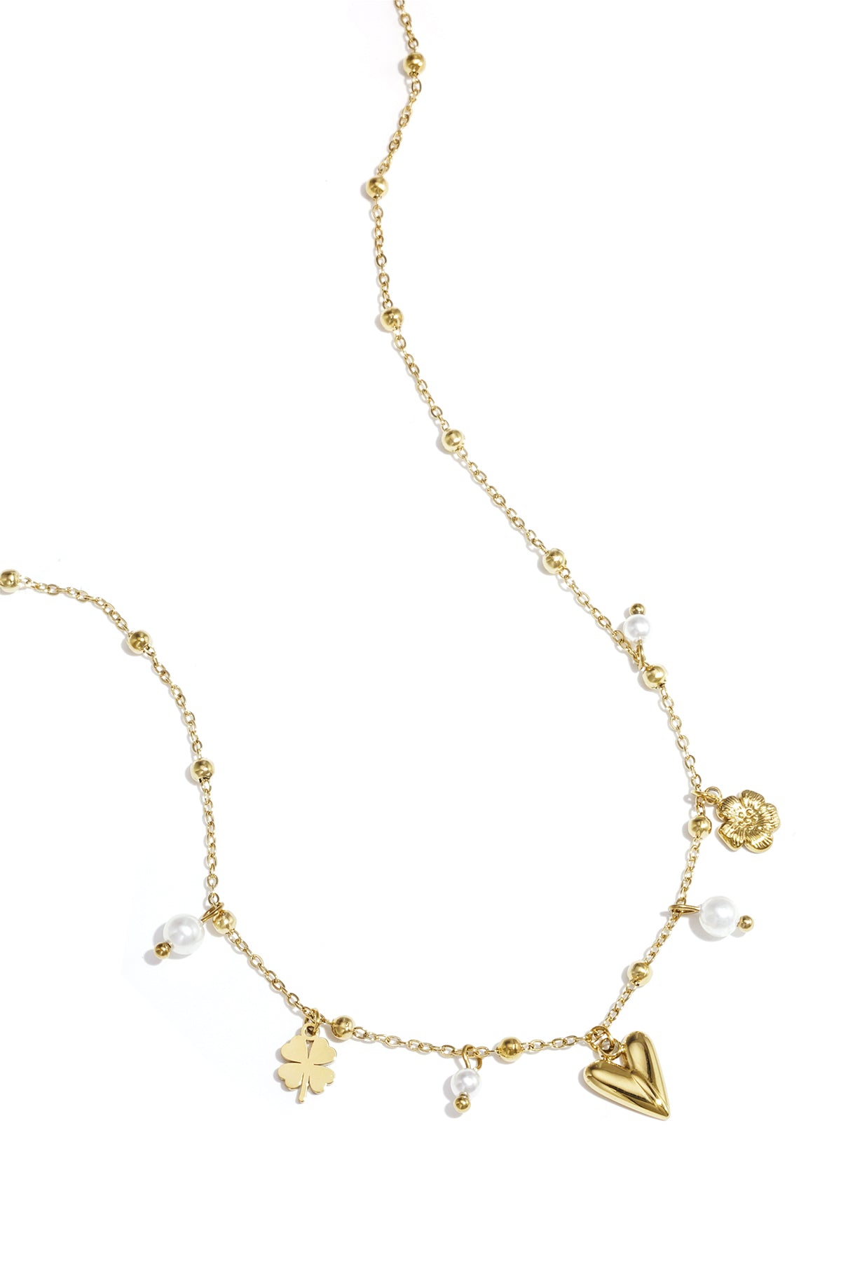 Collana corta con charm pendenti in acciaio inox – oro o argento