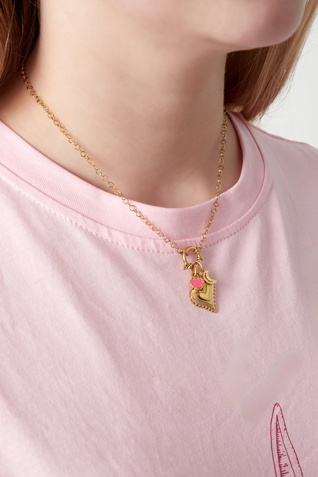 Collana Donna Placcata Oro 14K con Charm Cuore Colorati – 37-45 cm