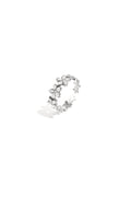 Anello regolabile con fiori e strass in acciaio inox – oro o argento