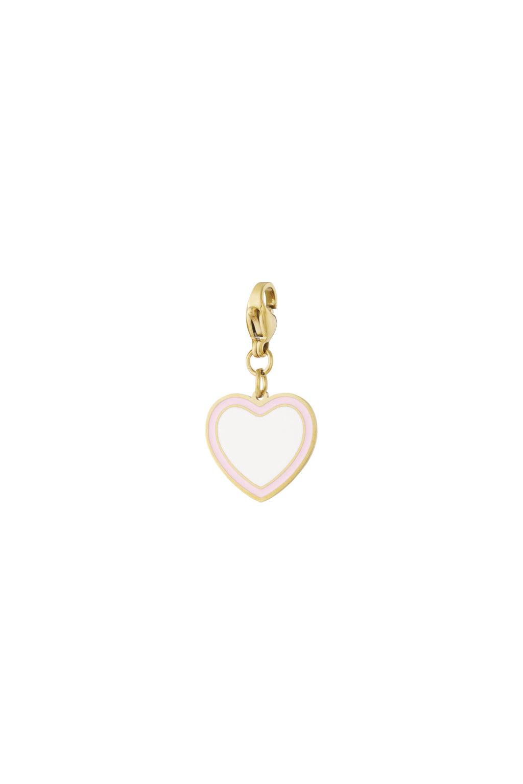 Charm Cuore Rosa Smaltato – Ciondolo Color Oro per Collane e Bracciali