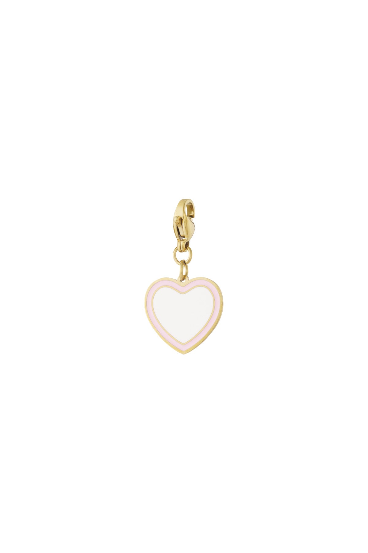 Charm Cuore Rosa Smaltato – Ciondolo Color Oro per Collane e Bracciali