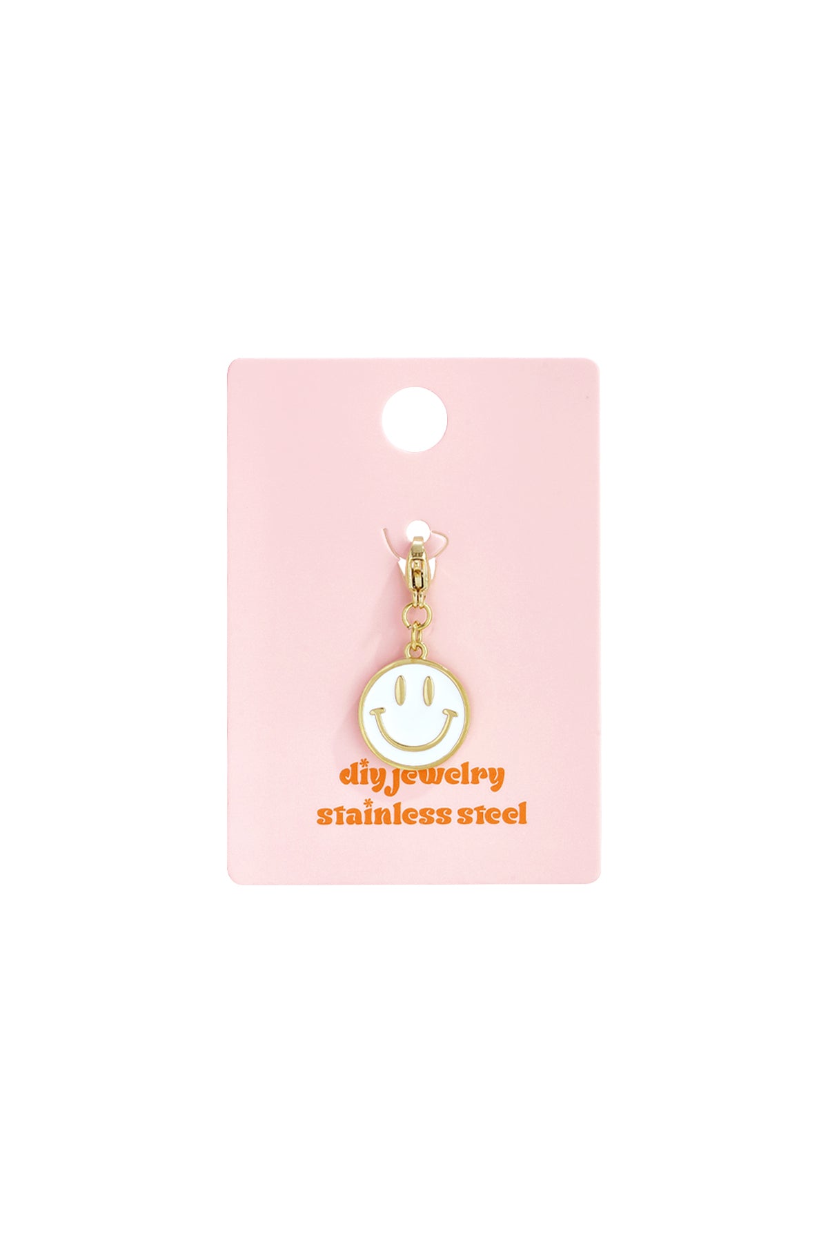 Charm Faccina Sorridente Bianco e Oro – Ciondolo Smile
