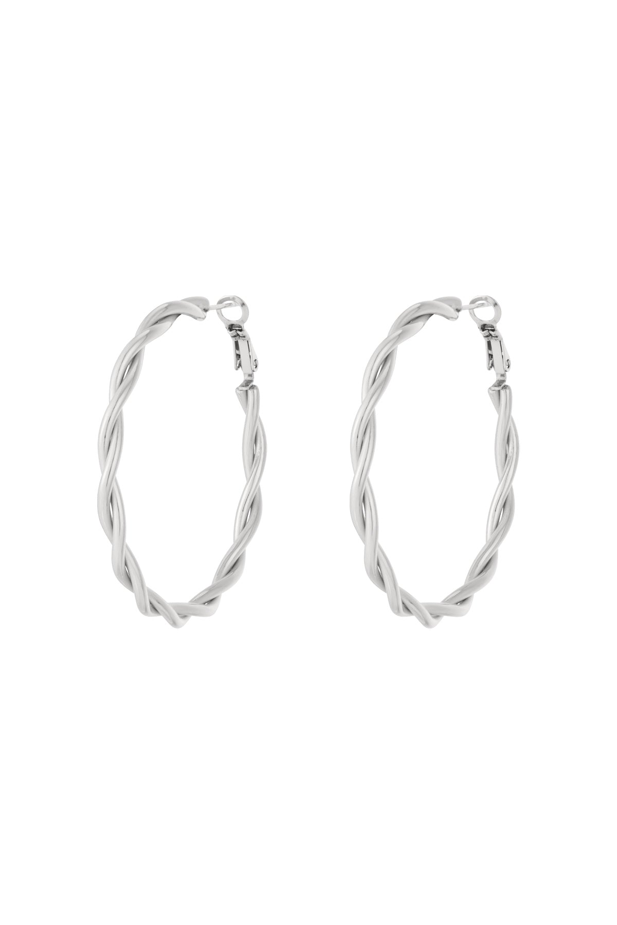 Orecchini a cerchio intrecciati in acciaio inox – oro o argento – 4 misure
