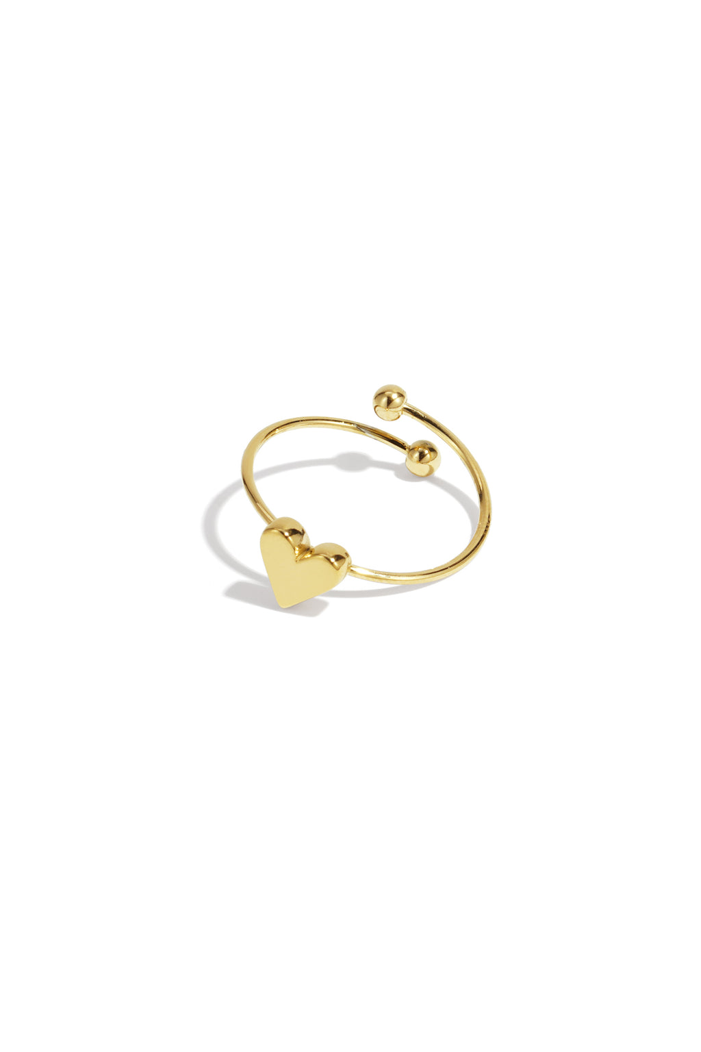 Anello regolabile con piccolo cuore in acciaio inox – oro o argento