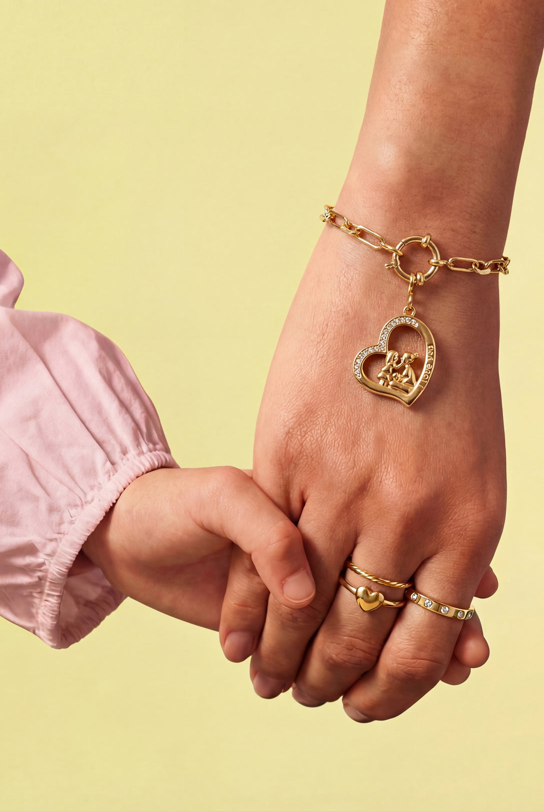 Charm Mamma e Figlia a Cuore Color Oro – Ciondolo per Gioielli Fai da Te