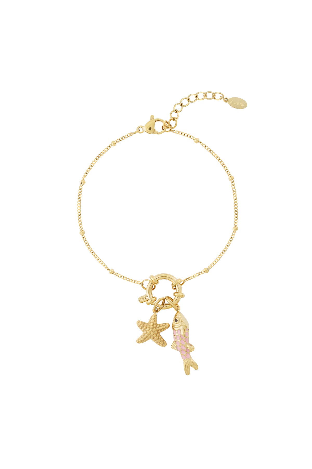 Braccialetto Donna Placcato Oro 14K con Charm Mare, Conchiglia e Stella Marina