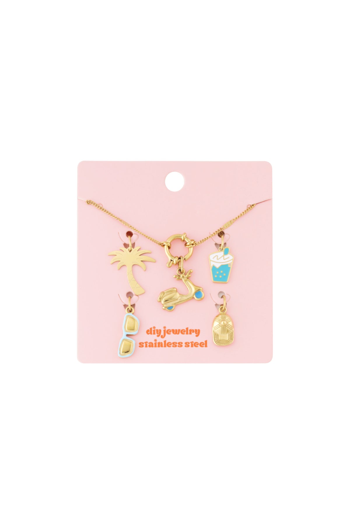 Braccialetto Placcato Oro 14K con Charm Scooter e Pendenti